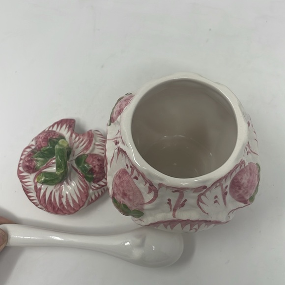 NEUWIRTH Vintage Portugal Strawberry Bloosom Jam/Jelly Jar with Spoon - Picture 4 of 5